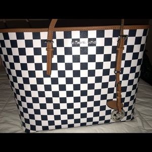 Michael Kors Navy & White Checkered Tote